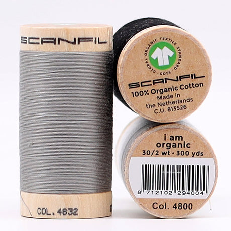 SCANFIL® 30wt Organic Pima Cotton Thread Trio Set - 3ct 300yd Spools - Achromatics