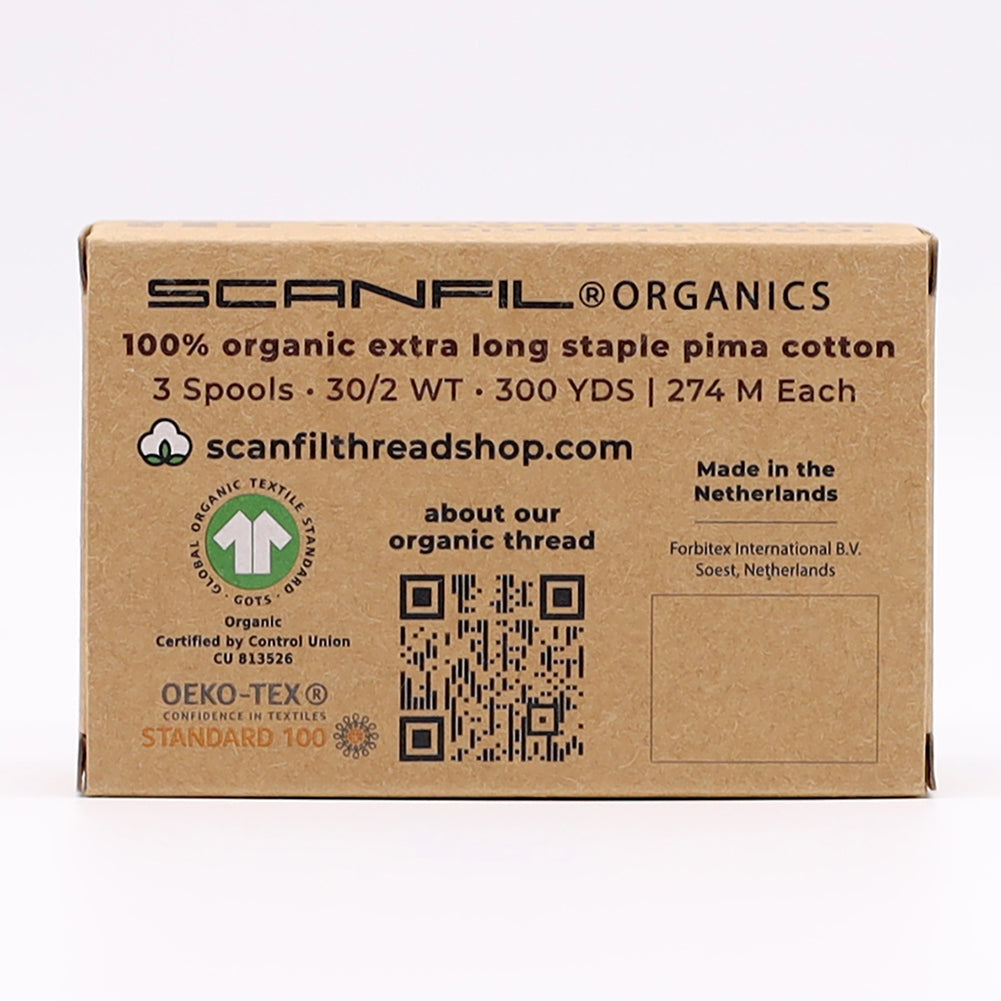 SCANFIL® 30wt Organic Pima Cotton Thread Trio Set - 3ct 300yd Spools - Earthy Browns