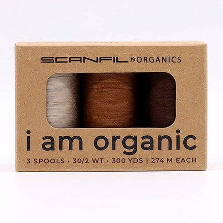 SCANFIL® 30wt Organic Pima Cotton Thread Trio Set - 3ct 300yd Spools - Earthy Browns