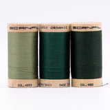 SCANFIL® 30wt Organic Pima Cotton Thread Trio Set - 3ct 300yd Spools - Foresty Greens
