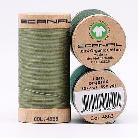 SCANFIL® 30wt Organic Pima Cotton Thread Trio Set - 3ct 300yd Spools - Foresty Greens