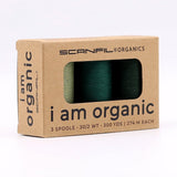 SCANFIL® 30wt Organic Pima Cotton Thread Trio Set - 3ct 300yd Spools - Foresty Greens