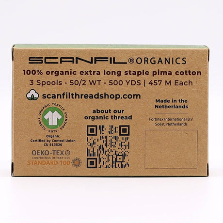 SCANFIL® 50wt Organic Pima Cotton Thread Trio Set - 3ct 500yd Spools - Holiday