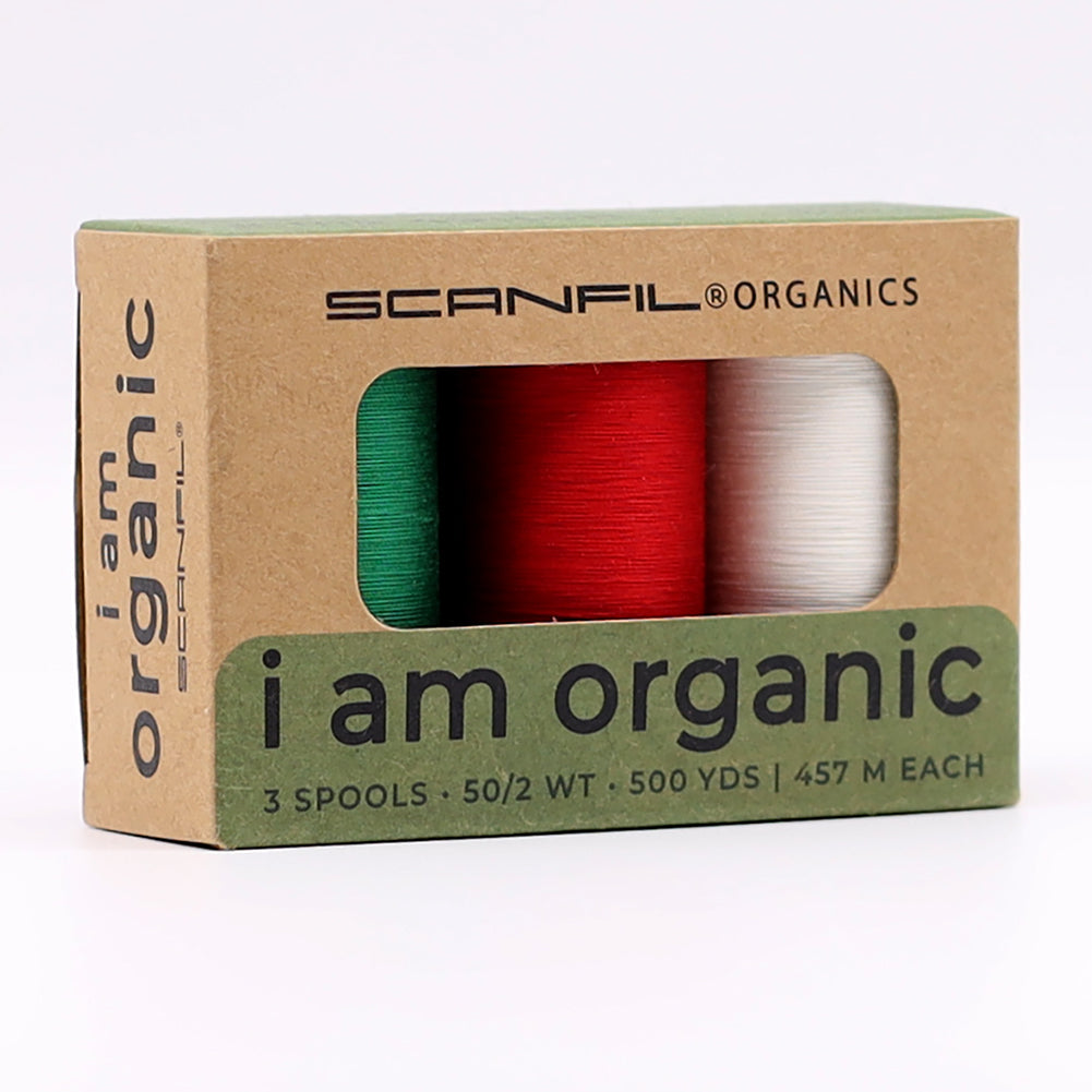 SCANFIL® 50wt Organic Pima Cotton Thread Trio Set - 3ct 500yd Spools - Holiday