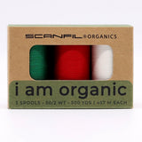 SCANFIL® 50wt Organic Pima Cotton Thread Trio Set - 3ct 500yd Spools - Holiday