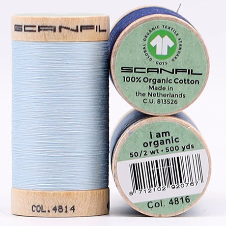 SCANFIL® 50wt Organic Pima Cotton Thread Trio Set - 3ct 500yd Spools - Denim Blues