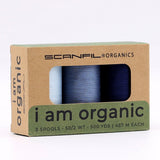 SCANFIL® 50wt Organic Pima Cotton Thread Trio Set - 3ct 500yd Spools - Denim Blues