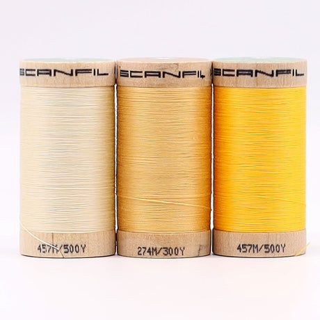 SCANFIL® 50wt Organic Pima Cotton Thread Trio Set - 3ct 500yd Spools - Sunshine Yellows