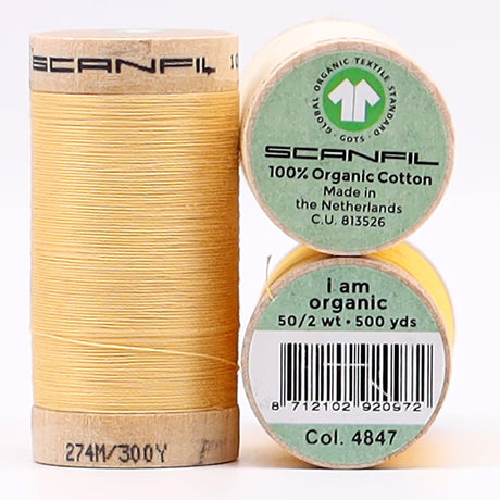 SCANFIL® 50wt Organic Pima Cotton Thread Trio Set - 3ct 500yd Spools - Sunshine Yellows