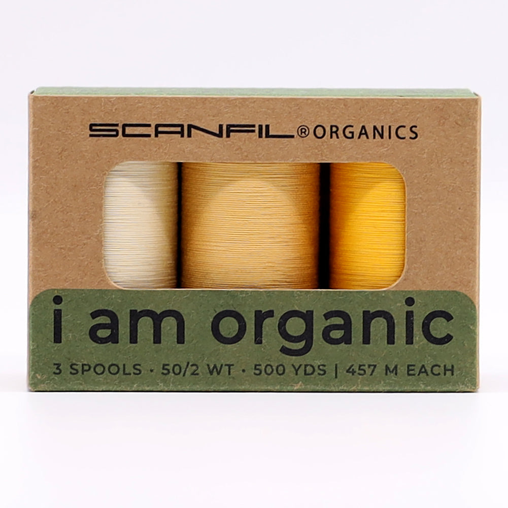 SCANFIL® 50wt Organic Pima Cotton Thread Trio Set - 3ct 500yd Spools - Sunshine Yellows