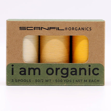 SCANFIL® 50wt Organic Pima Cotton Thread Trio Set - 3ct 500yd Spools - Sunshine Yellows