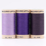 SCANFIL® 50wt Organic Pima Cotton Thread Trio Set - 3ct 500yd Spools - Cool Purples