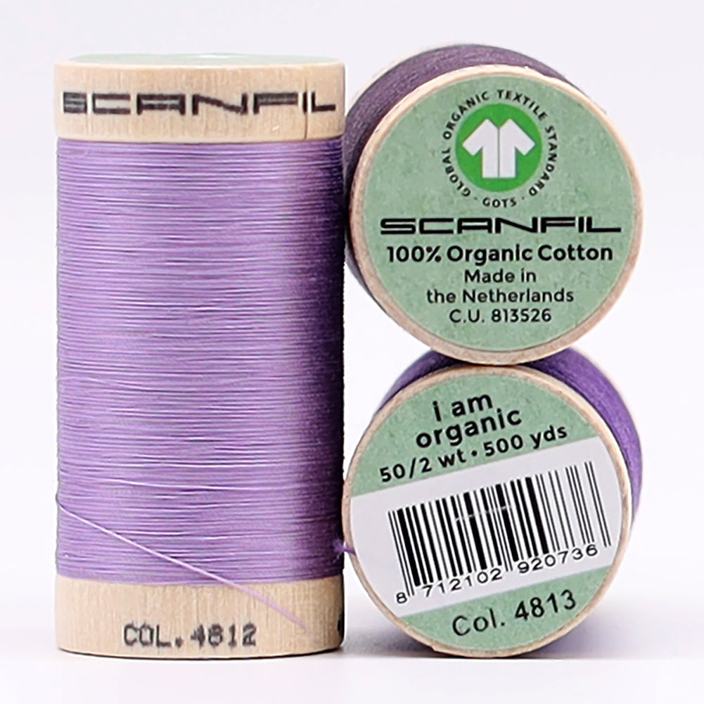 SCANFIL® 50wt Organic Pima Cotton Thread Trio Set - 3ct 500yd Spools - Cool Purples