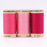 SCANFIL® 50wt Organic Pima Cotton Thread Trio Set - 3ct 500yd Spools - Pretty Pinks