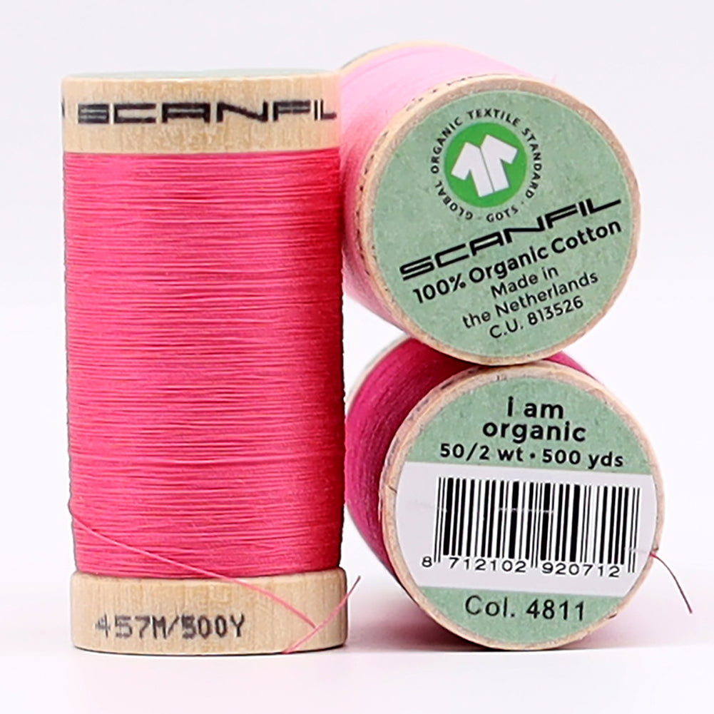 SCANFIL® 50wt Organic Pima Cotton Thread Trio Set - 3ct 500yd Spools - Pretty Pinks