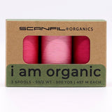 SCANFIL® 50wt Organic Pima Cotton Thread Trio Set - 3ct 500yd Spools - Pretty Pinks