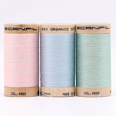 SCANFIL® 50wt Organic Pima Cotton Thread Trio Set - 3ct 500yd Spools - Baby Pastels