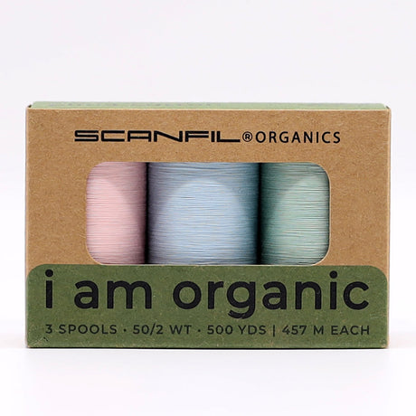 SCANFIL® 50wt Organic Pima Cotton Thread Trio Set - 3ct 500yd Spools - Baby Pastels