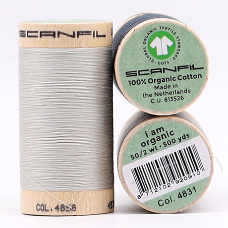 SCANFIL® 50wt Organic Pima Cotton Thread Trio Set - 3ct 500yd Spools - Stormy Grays