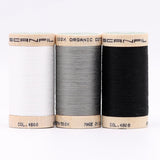 SCANFIL® 50wt Organic Pima Cotton Thread Trio Set - 3ct 500yd Spools - Achromatics