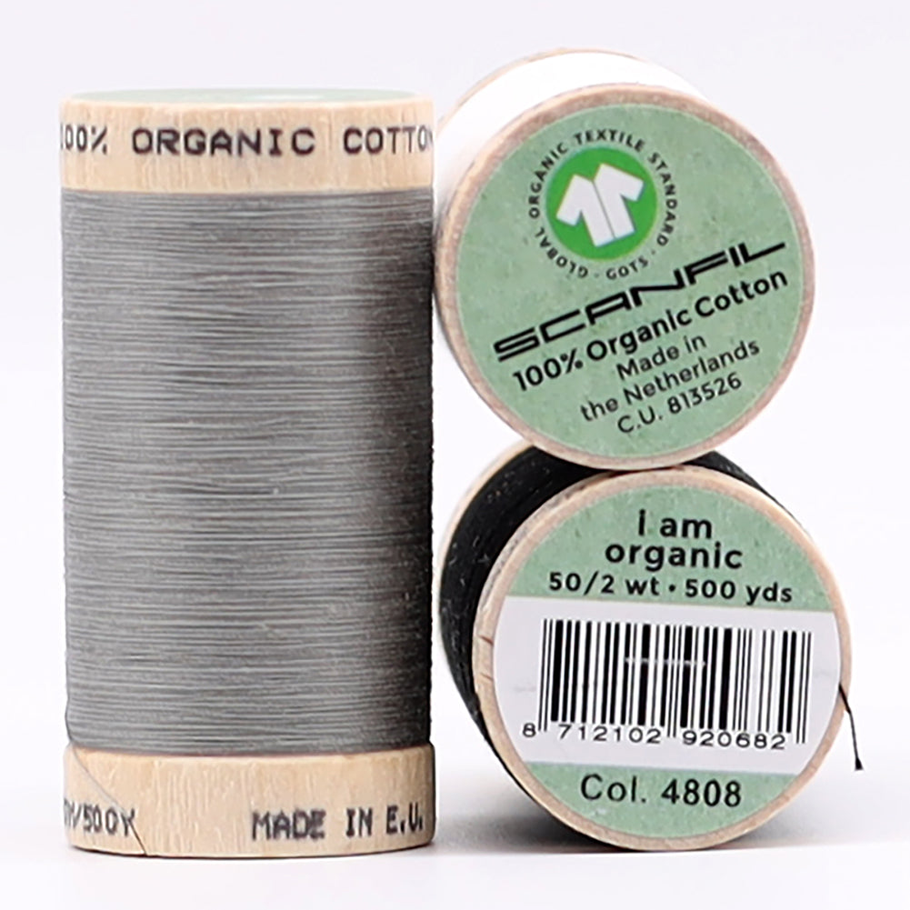 SCANFIL® 50wt Organic Pima Cotton Thread Trio Set - 3ct 500yd Spools - Achromatics