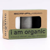 SCANFIL® 50wt Organic Pima Cotton Thread Trio Set - 3ct 500yd Spools - Achromatics