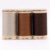 SCANFIL® 50wt Organic Pima Cotton Thread Trio Set - 3ct 500yd Spools - Earthy Browns