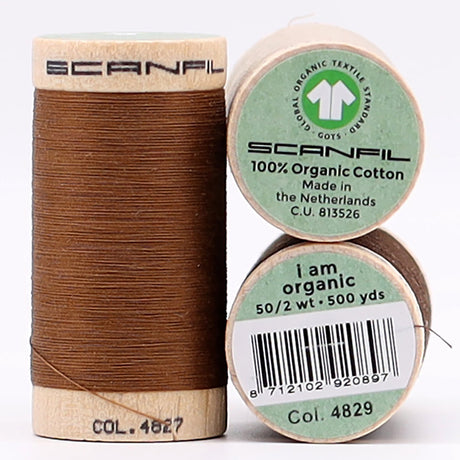 SCANFIL® 50wt Organic Pima Cotton Thread Trio Set - 3ct 500yd Spools - Earthy Browns