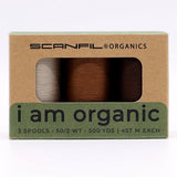 SCANFIL® 50wt Organic Pima Cotton Thread Trio Set - 3ct 500yd Spools - Earthy Browns