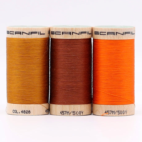 SCANFIL® 50wt Organic Pima Cotton Thread Trio Set - 3ct 500yd Spools - Harvest Hues