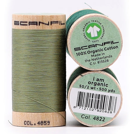 SCANFIL® 50wt Organic Pima Cotton Thread Trio Set - 3ct 500yd Spools - Foresty Greens