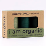SCANFIL® 50wt Organic Pima Cotton Thread Trio Set - 3ct 500yd Spools - Foresty Greens