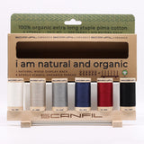 SCANFIL® 50wt Organic Pima Cotton Thread Set - 6ct 500yd Spools & Wood Rack - Neutrals
