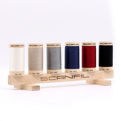 SCANFIL® 50wt Organic Pima Cotton Thread Set - 6ct 500yd Spools & Wood Rack - Neutrals
