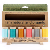 SCANFIL® 50wt Organic Pima Cotton Thread Set - 6ct 500yd Spools & Wood Rack - Fashion Mix
