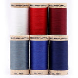 SCANFIL® 50wt Organic Pima Cotton Thread Set - 6ct 500yd Spools & Wood Rack - Patriotic
