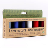 SCANFIL® 50wt Organic Pima Cotton Thread Set - 6ct 500yd Spools & Wood Rack - Patriotic