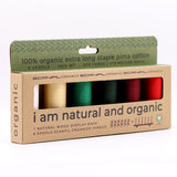 SCANFIL® 50wt Organic Pima Cotton Thread Set - 6ct 500yd Spools & Wood Rack - Holiday Traditions