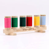 SCANFIL® 50wt Organic Pima Cotton Thread Set - 6ct 500yd Spools & Wood Rack - Trendy Holiday