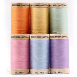 SCANFIL® 30wt Organic Pima Cotton Thread Set - 6ct 300yd Spools & Wood Rack - Pastels