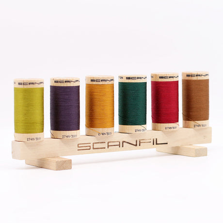 SCANFIL® 30wt Organic Pima Cotton Thread Set - 6ct 300yd Spools & Wood Rack - Harvest Time