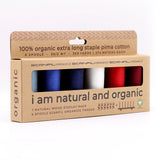 SCANFIL® 30wt Organic Pima Cotton Thread Set - 6ct 300yd Spools & Wood Rack - Patriotic
