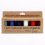SCANFIL® 30wt Organic Pima Cotton Thread Set - 6ct 300yd Spools & Wood Rack - Patriotic