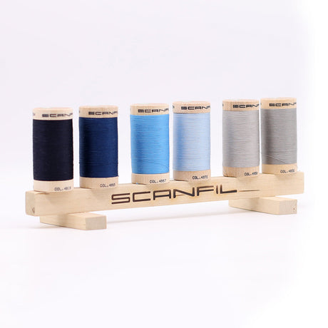 SCANFIL® 30wt Organic Pima Cotton Thread Set - 6ct 300yd Spools & Wood Rack - Frosty Winter