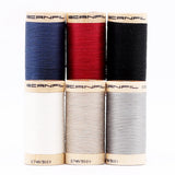 SCANFIL® 30wt Organic Pima Cotton Thread Set - 6ct 300yd Spools & Wood Rack - Neutrals