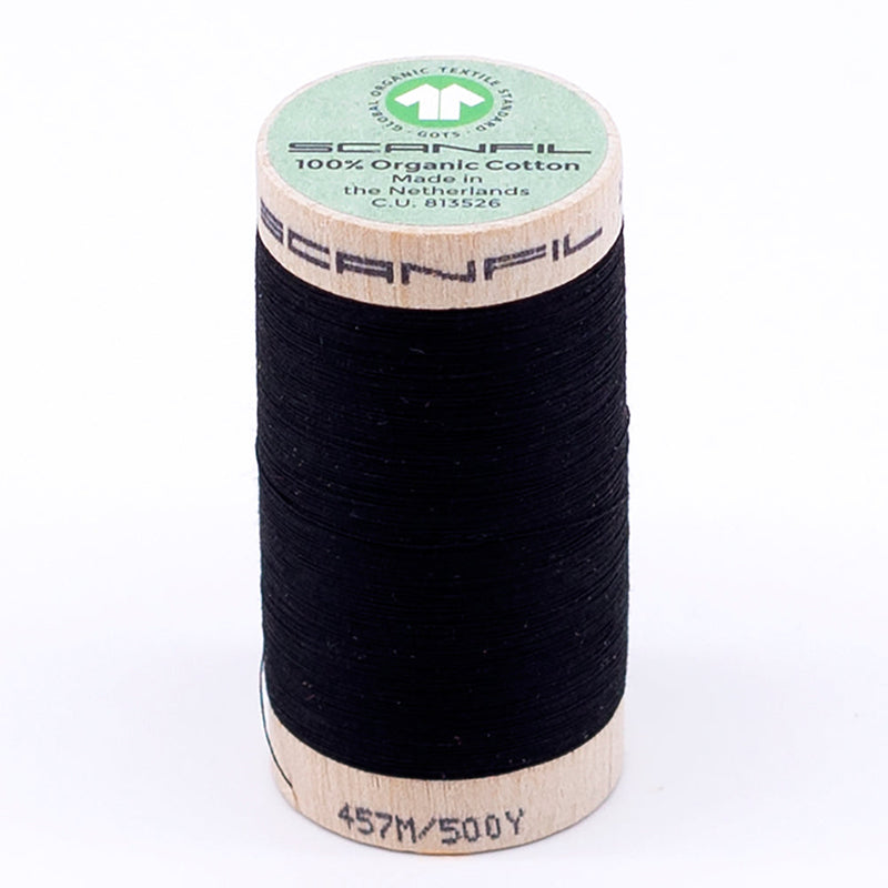 SCANFIL® 50wt Organic Pima Cotton Thread 500 yds - 4808 Jet Black