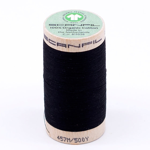 SCANFIL® 50wt Organic Pima Cotton Thread 500 yds - 4808 Jet Black