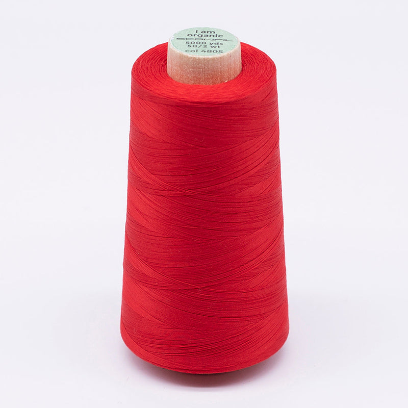 SCANFIL® 50wt Organic Pima Cotton Thread 5000 yd Cones - 4805 High Risk Red