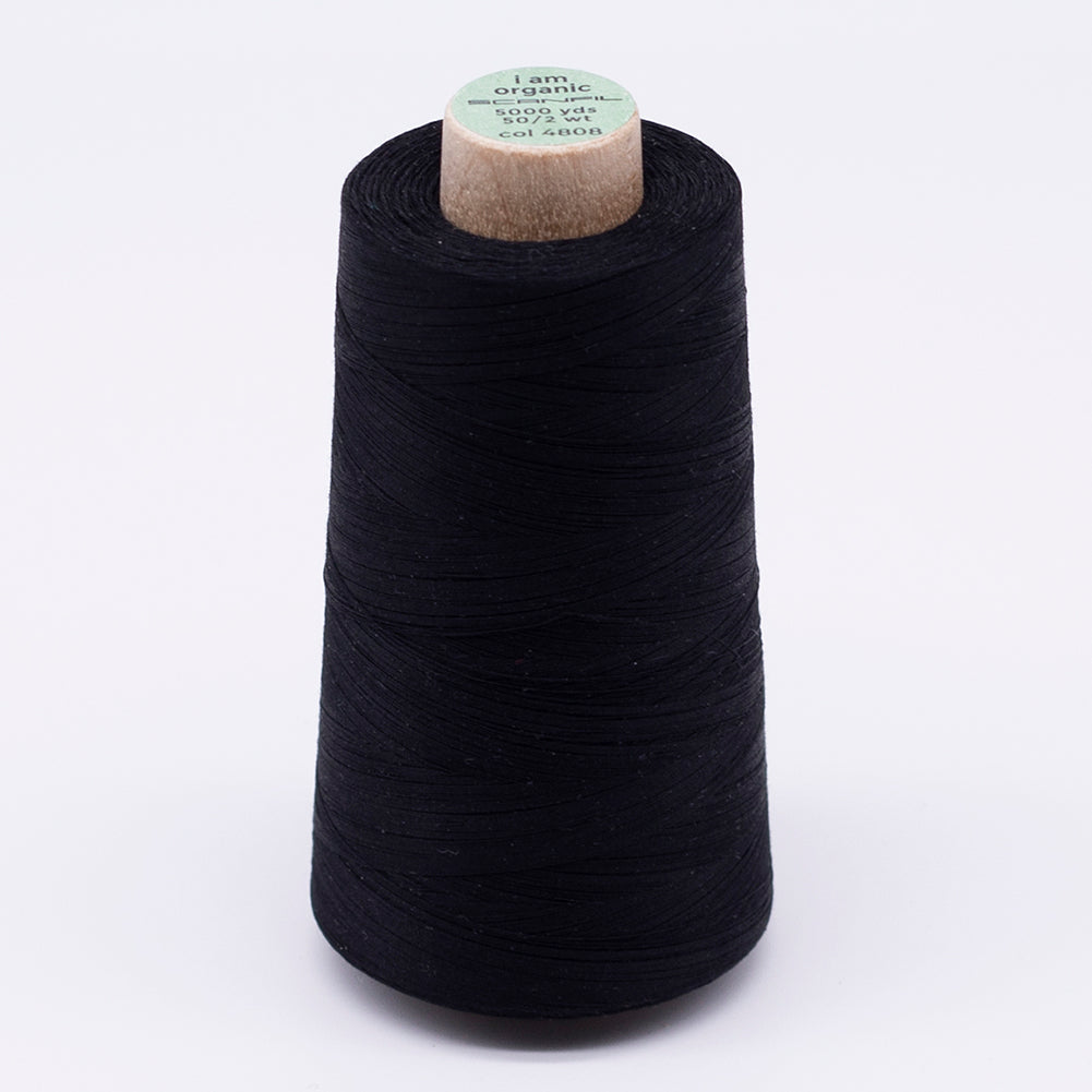 SCANFIL® 50wt Organic Pima Cotton Thread 5000 yd Cones - 4808 Jet Black