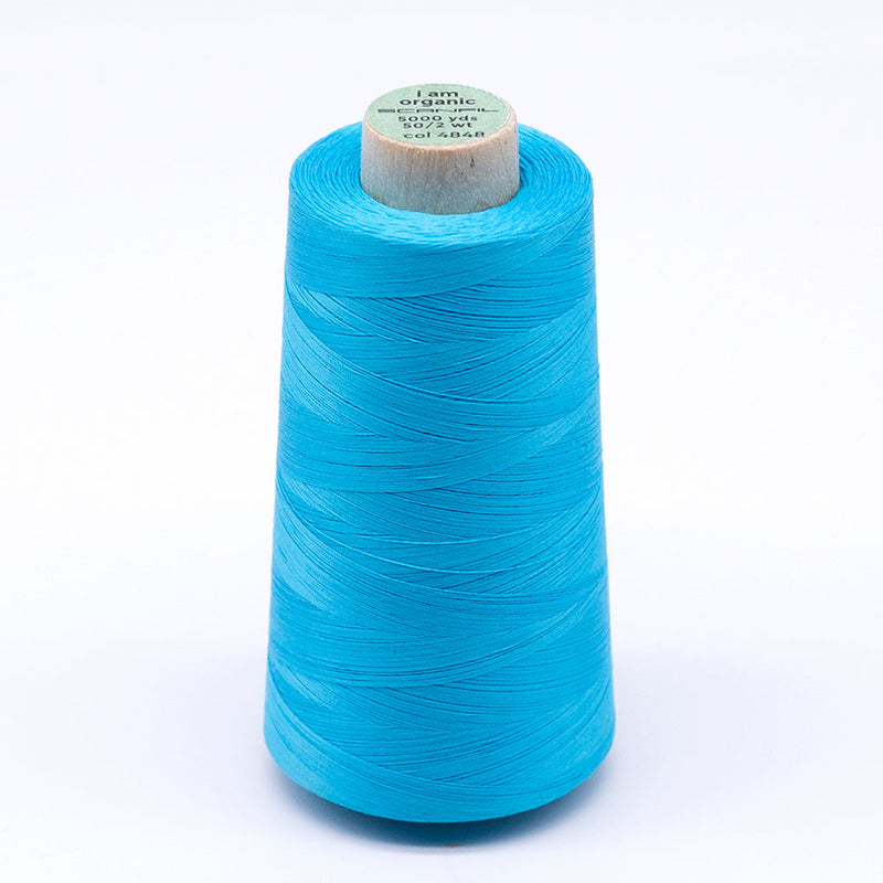 SCANFIL® 50wt Organic Pima Cotton Thread 5000 yd Cones - 4848 Blue Atoll